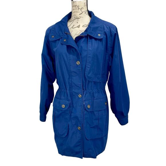 Vintage 90s Women's Pacific Trail Blue Windbreaker Rain Jacket Full Zip - Small - Picture 1 of 11